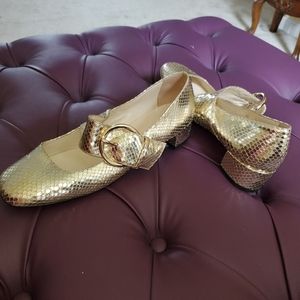 Gold Buckled Flats